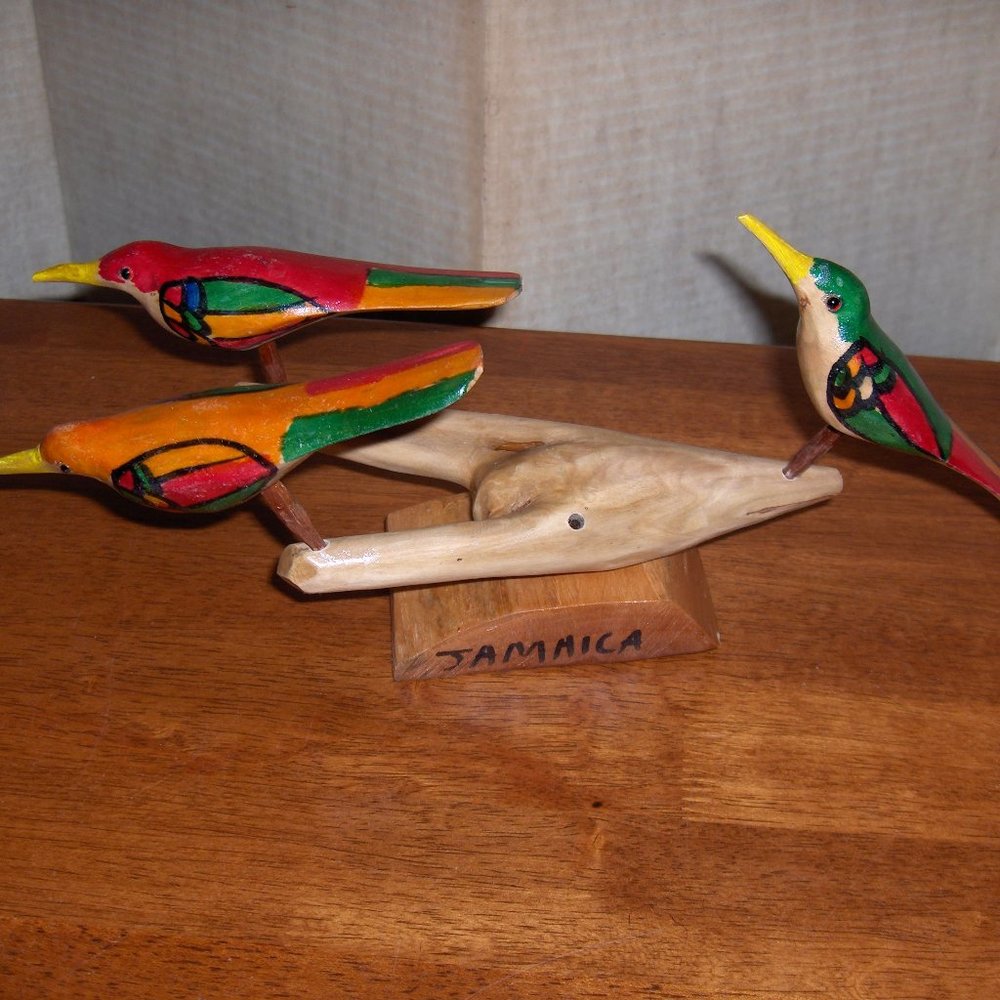 3 Handcrafted Birds with stand, Measure 6" Long